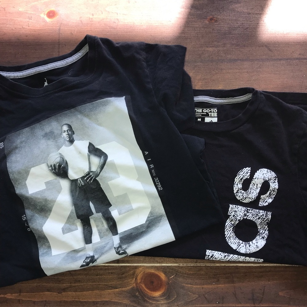 Boys Jordan and Adidas t’s